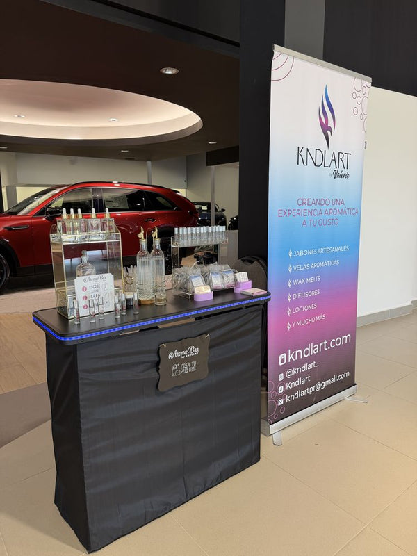 Estación del Perfume Bar montada en un evento corporativo